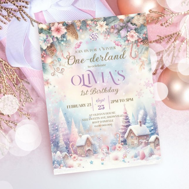 Winter Onederland Invitation Winter Sweets House (Winter Onederland Birthday Invitation)