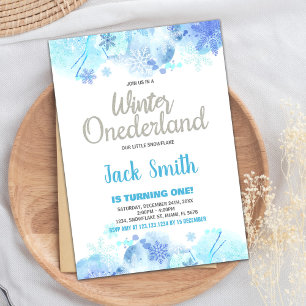 Winter ONEderland Invitations Snow Silver Glitter