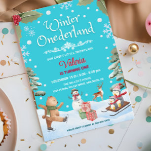 Winter Onederland Little Snowflake 1st Birthday Invitation