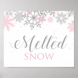 Winter Onederland Melted Snow pink Silver Poster