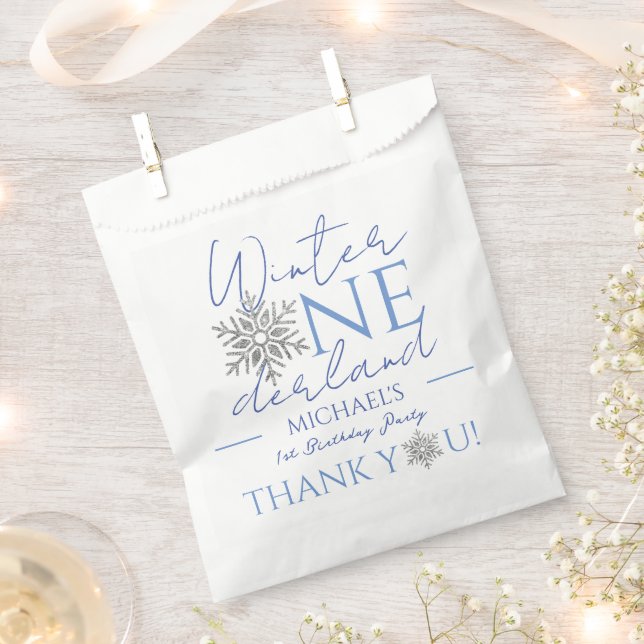Winter ONEderland Minimalist Boy 1st Birthday Favour Bags (Clipped)