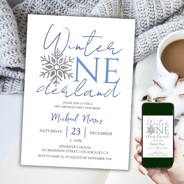 Winter ONEderland |  Minimalist Boy 1st Birthday Invitation (Creator Uploaded)