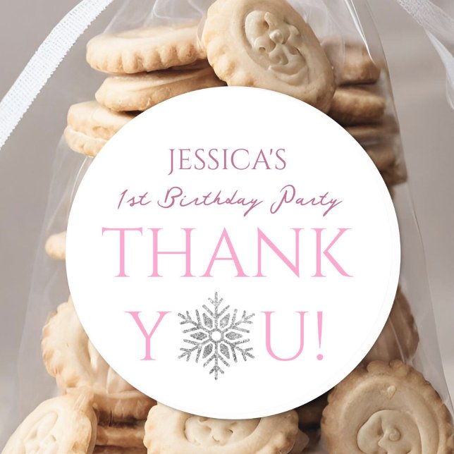 Winter ONEderland | Minimalist Girl 1st Birthday Classic Round Sticker (Creator Uploaded)