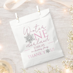 Winter ONEderland Minimalist Girl 1st Birthday Favour Bags