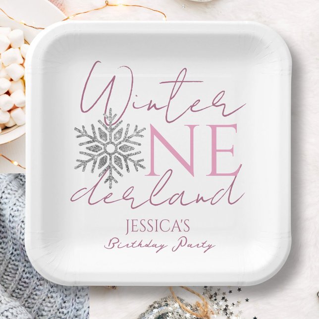 Winter ONEderland Minimalist Girl 1st Birthday Paper Plate (Creator Uploaded)