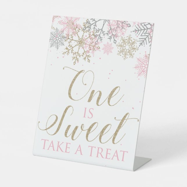 Winter Onederland One is Sweet Take a treat sign (Front)