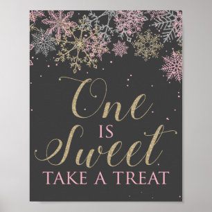 Winter Onederland One is Sweet Take a treat sign
