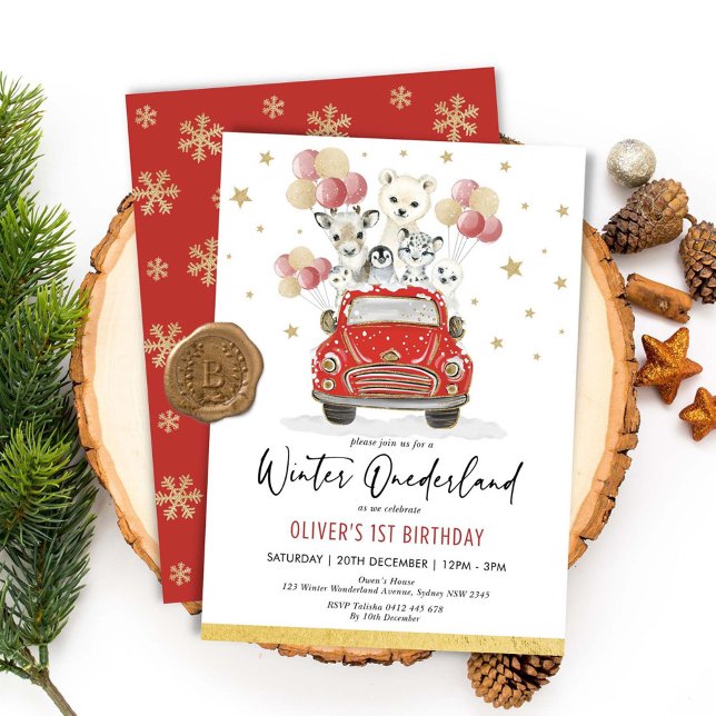 Winter ONEderland Party Animals 1st Birthday Invitation (Creator Uploaded)
