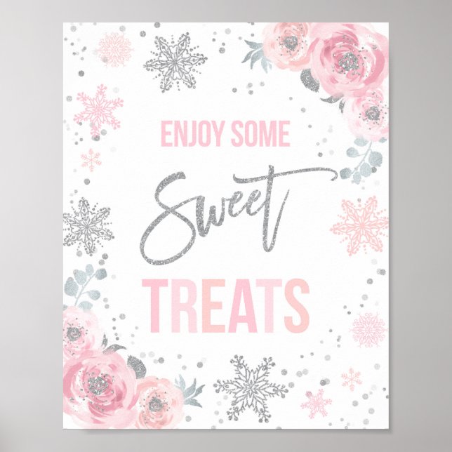 Winter ONEderland Party Decor Sweet Treats Sign (Front)