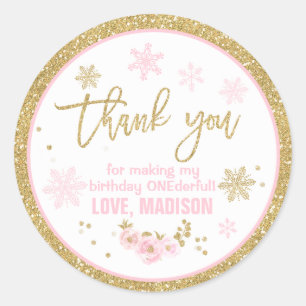 Winter ONEderland Party Favour Tag Sticker Seal