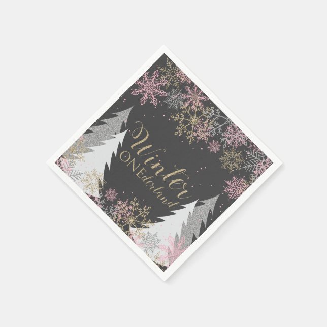 Winter Onederland Party Napkins first birthday (Corner)