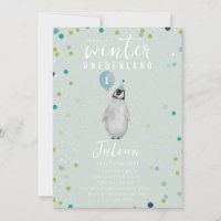 Winter Onederland Penguin Blue Balloon Birthday