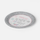 Winter ONEderland Pink And Silver Paper Plate