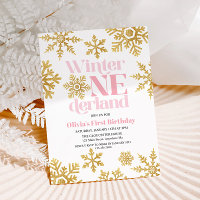 Winter Onederland Pink Gold Snowflake 1st Birthday