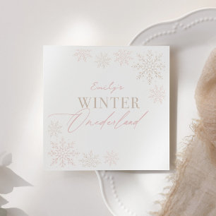 Winter Onederland Pink Snowflake 1st Birthday Napkin
