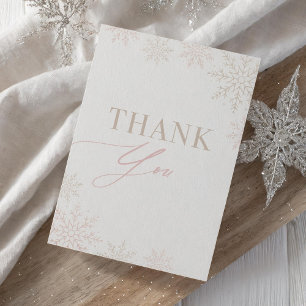 Winter Onederland Pink Snowflake 1st Birthday Thank You Card