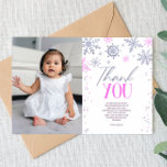 Winter ONEderland Pink Snowflake Birthday Party Thank You Card<br><div class="desc">This is a Winter ONEderland Pink Snowflake Birthday Party Thank You Card!</div>