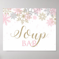Winter Onederland Pink Snowflake Soup Bar Sign