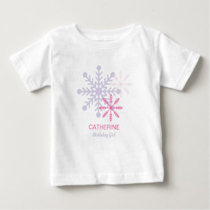 Winter Onederland Pink Snowflakes Modern T-Shirt