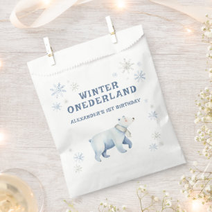 Winter Onederland Polar Bear 1st Birthday Favour Bags