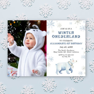 Winter Onederland Polar Bear 1st Birthday Invitation