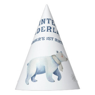 Winter Onederland Polar Bear 1st Birthday  Party Hat