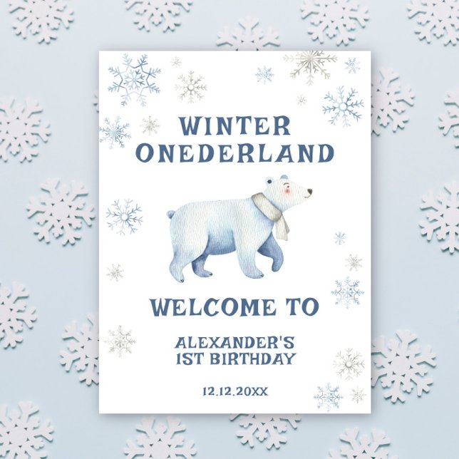 Winter Onederland Polar Bear 1st Birthday  Poster (Creator Uploaded)