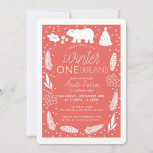 Winter ONEderland Polar Bear Birthday Invitation