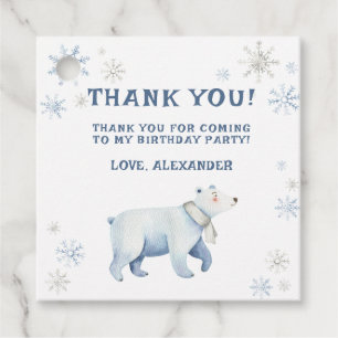Winter Onederland Polar Bear Birthday Thank You Favour Tags