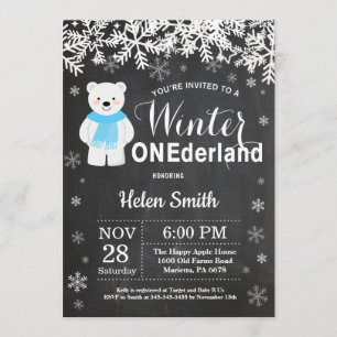 Winter Onederland Polar Bear Boy 1st Birthday Invitation