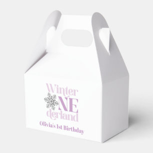 Winter Onederland Purple Snowflake 1st Birthday Favour Box