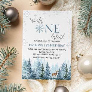 Winter Onederland Reindeer Birthday Invitation