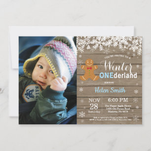 Winter Onederland Rustic Boy 1st Birthday Invitation