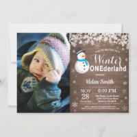 Winter Onederland Rustic Snowman Boy 1st Birthday