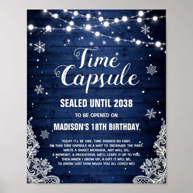 Winter ONEderland Rustic Time Capsule Sign (Front)