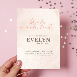 Winter Onederland Silver Glitter Baby 1st Birthday Invitation