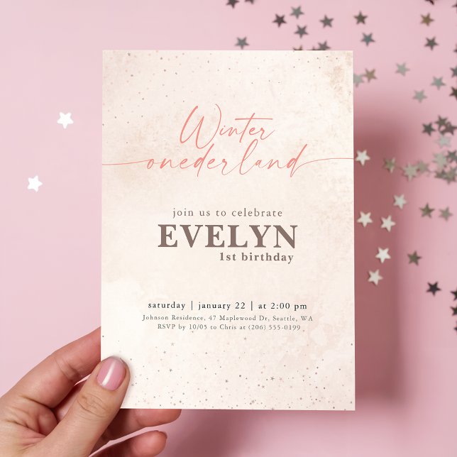 Winter Onederland Silver Glitter Baby 1st Birthday Invitation (Creator Uploaded)