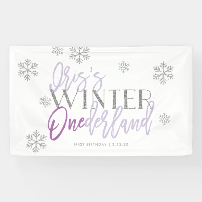 Winter ONEderland Silver Glitter Purple | Iris Banner (Horizontal)