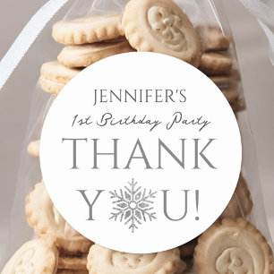 Winter ONEderland   Silver Minimalist 1st Birthday Classic Round Sticker