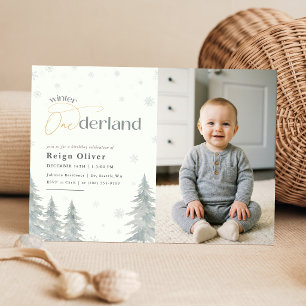 Winter Onederland Silver Snowflake 1st Birthday Invitation