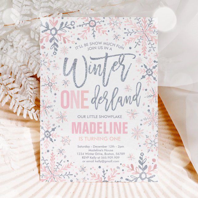 Winter ONEderland Silver Snowflake 1st Birthday Invitation (Creator Uploaded)