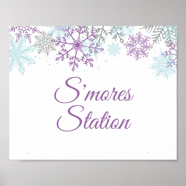 Winter Onederland S'mores Station Purple Poster (Front)