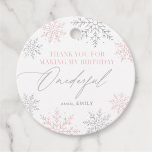 Winter Onederland Snowflake 1st Birthday Favour Tags