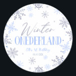 Winter ONEderland Snowflake 1st Birthday Party Classic Round Sticker<br><div class="desc">These are Winter ONEderland Blue Snowflake 1st First Birthday Party Favour Stickers!</div>