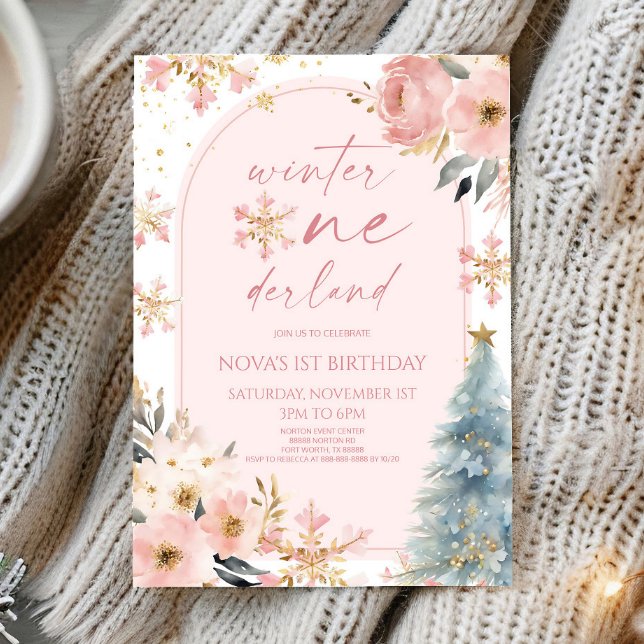 Winter Onederland Snowflake 1st Birthday Party Invitation (Creator Uploaded)