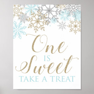 Winter Onederland snowflake birthday treat Sign