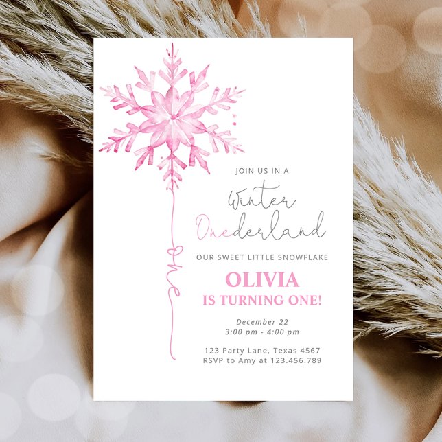 Winter ONEderland Snowflake Girl First Birthday Invitation (Creator Uploaded)