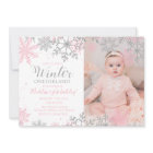 Winter ONEderland Snowflake Photo Invite
