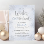 Winter Onederland Snowflakes Birthday Invitation<br><div class="desc">Celebrate your little one's first birthday in a winter wonderland with our Winter Onederland Snowflakes Birthday Invitation. This enchanting invitation features a delightful snowflake theme and charming pink accents, making it the perfect choice for a Christmas birthday or any winter-themed celebration. With its "Our Little Snowflake" motif and silver glitter...</div>