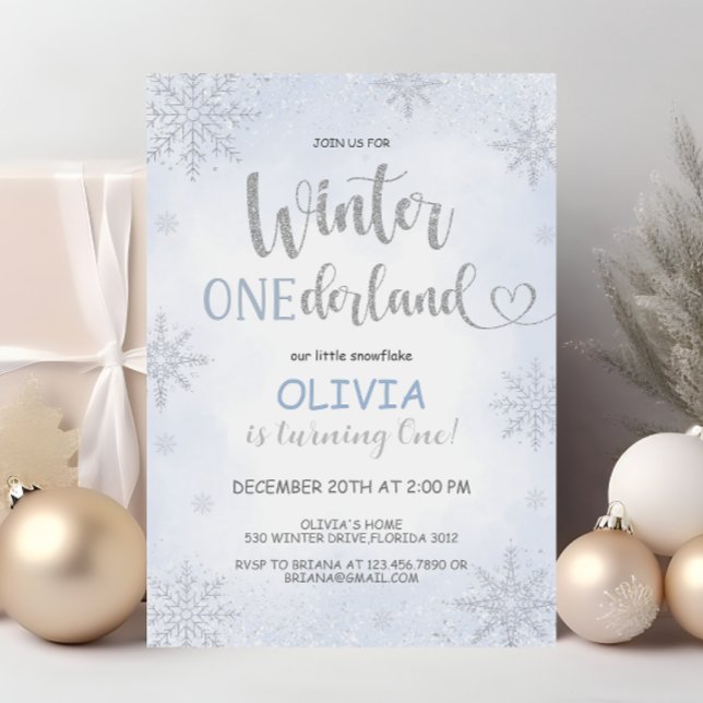 Winter Onederland Snowflakes Birthday Invitation (Creator Uploaded)
